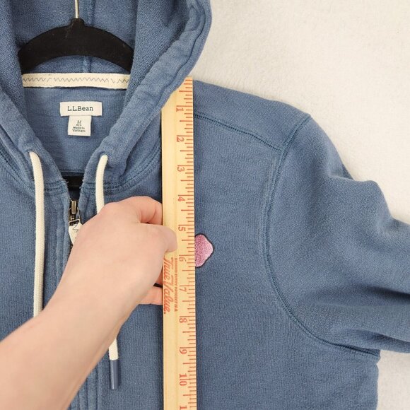 LL Bean Jacket Womens Medium Blue Full Zip Pickleball Hoodie Organic Cotton - Picture 5 of 12